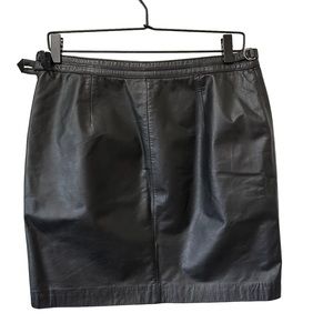 Ralph Lauren Black Leather Midi Skirt